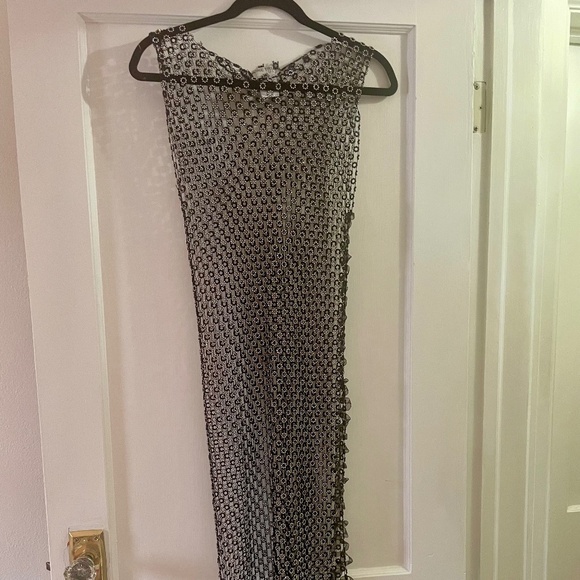 Vine Tree Size M/L Circled Rhinestones Fishnet Midi Dress - Picture 4 of 7
